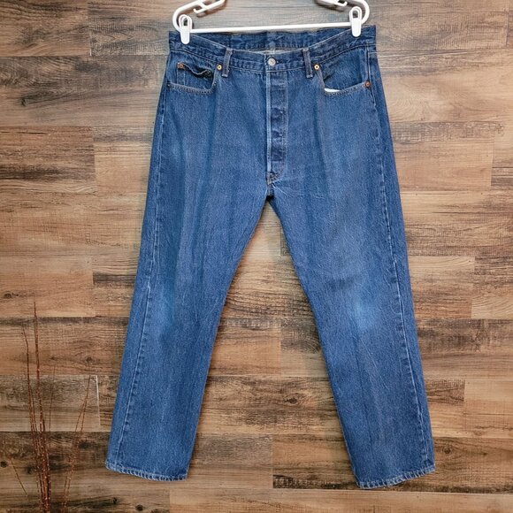 Vtg Levi's Jeans 38x30 Measures 36x30 Button Fly 501 Medium Dark 90's Streetwear
